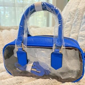NEW Royal Blue Clear Stadium Crossbody Bag Small Rectangle Game Day Handbag